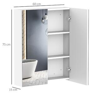 HOMCOM mobilier baie dulap cu oglinda, 60x75x15cm, MDF alb | Aosom Ro