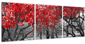 Tablou - Copaci roșii, Central Park, New York (cu ceas) (90x30 cm)