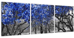Tablou - Copaci albaștri Central Park, New York (cu ceas) (90x30 cm)
