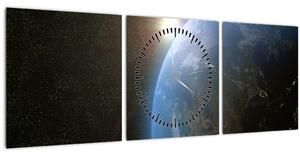 Tablou - Pământul privit din spațiu (cu ceas) (90x30 cm)