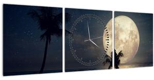 Tablou - Plaja cu lună plină (cu ceas) (90x30 cm)