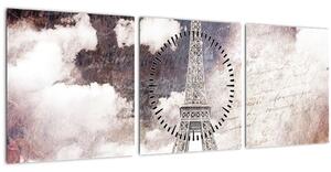 Tablou - Turnul Eiffel, Paris, Franța (cu ceas) (90x30 cm)