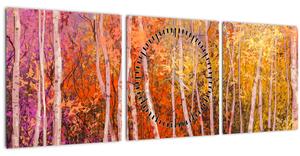 Tablou - Pădurea colorată (cu ceas) (90x30 cm)
