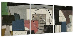 Tablou - Abstracție cubism (cu ceas) (90x30 cm)