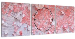 Tablou - Atmosfera de litoral în nuanțe roz (cu ceas) (90x30 cm)