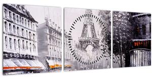 Tablou - Pictură în ulei, Paris (cu ceas) (90x30 cm)