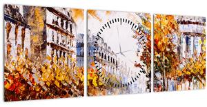 Tablou - Strada din Paris (cu ceas) (90x30 cm)