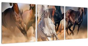 Tablou - Caii în deșert (cu ceas) (90x30 cm)