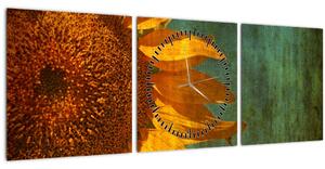 Tablou - Floarea soarelui (cu ceas) (90x30 cm)