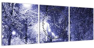 Tablou - Noaptea magică de iarnă (cu ceas) (90x30 cm)
