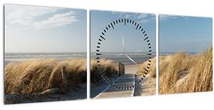 Tablou - Plaja cu nisip de pe insula Langeoog, Germania (cu ceas) (90x30 cm)