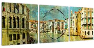 Tablou - Canalul de la Veneția și gondole (cu ceas) (90x30 cm)