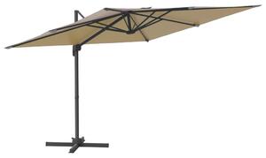Umbrelă în consolă cu LED, gri taupe, 400x300 cm