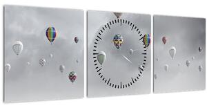 Tablou - Baloane pe perete de cărămidă (cu ceas) (90x30 cm)