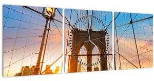 Tablou - Podul Brooklyn, Manhattan, New York (cu ceas) (90x30 cm)