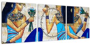 Tablou - Picturi egiptene (cu ceas) (90x30 cm)