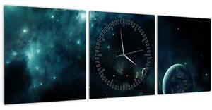 Tablou - Viața în spațiu (cu ceas) (90x30 cm)