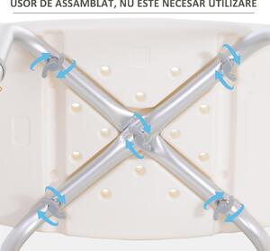 HOMCOM Scaun de Duș Antiderapant, Înălțime Reglabilă, Confortabil, 50x50.6x39.5-56.5 cm, Alb | Aosom Romania