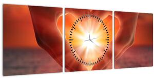 Tablou - Soare în inimă (cu ceas) (90x30 cm)