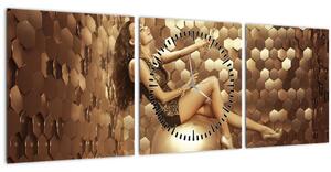 Tablou - Femeia în încăperea de aur (cu ceas) (90x30 cm)
