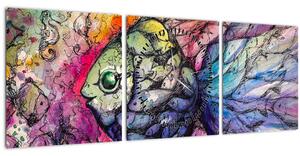 Tablou - Peștișorul colorat (cu ceas) (90x30 cm)