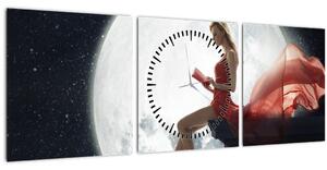 Tablou - Femeia sub clar de lună (cu ceas) (90x30 cm)
