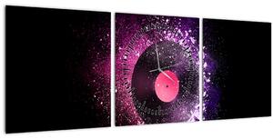 Tablou - Disc de vinil roz-violet (cu ceas) (90x30 cm)