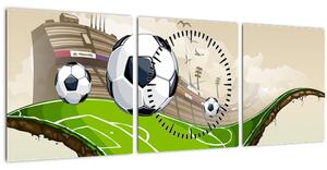 Tablou - Teren de fotbal (cu ceas) (90x30 cm)