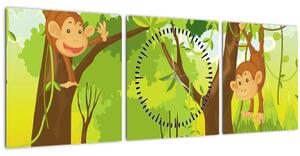 Tablou - Maimuțe (cu ceas) (90x30 cm)