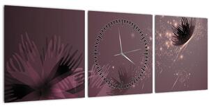 Tablou - Floare și fluture (cu ceas) (90x30 cm)