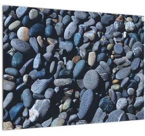 Tablou pe sticlă cu pietre pe plajă (70x50 cm)