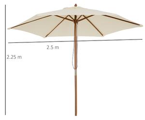 Outsunny Umbrelă de Soare pentru Grădină cu Suport din Lemn, Design Elegant, 2.5x2.5m, Crem, Protecție UV | Aosom Romania