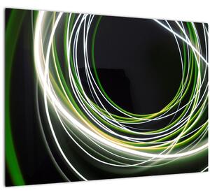 Tablou pe sticlă cu linii verzi (70x50 cm)