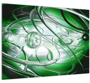 Tablou pe sticlă abstract verde (70x50 cm)
