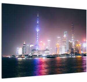 Tablou pe sticlă Shangai nocturn (70x50 cm)