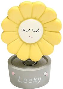 Figurina Soimiss, model floarea soarelui, rasina, gri/galben, 7 x 4,5 cm