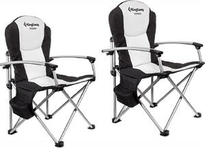 Set de 2 scaune de camping KingCamp, metal/textil, alb/negru, 67 x 60 x 102 cm