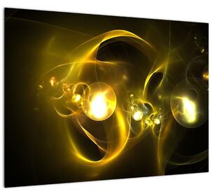 Tablou pe sticlă abstract cu bile galbene (70x50 cm)