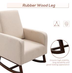 HOMCOM Scaun Fotoliu tip balansoar tapitat picioare din lemn sigur pentru realx sufragerie birou bej 77 x 92 x 100cm casa | Aosom RO