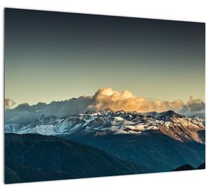 Tablou pe sticlă - vârfuri de munți (70x50 cm)