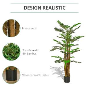 Palmier artificial in ghiveci, 42 frunze, 185cm, verde HOMCOM | Aosom RO