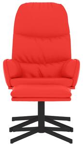 Scaun de relaxare cu taburet, roșu, piele ecologică