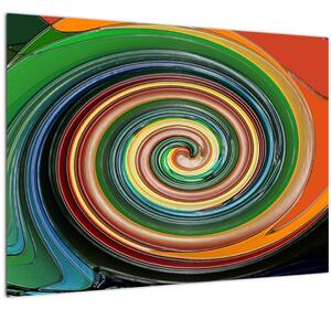 Tablou pe sticlă abstract - spirala colorata (70x50 cm)