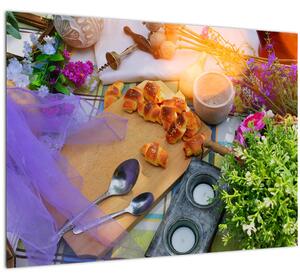 Tablou pe sticlă - picnic de vară (70x50 cm)