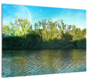 Tablou pe sticlă - lac (70x50 cm)
