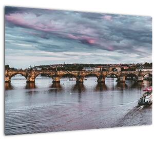 Tablou pe sticlă cu podul lui Carol (70x50 cm)