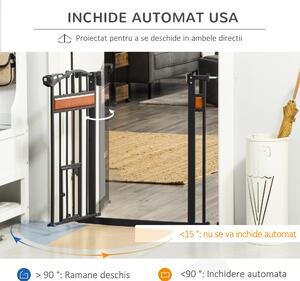 PawHut Portiță Extensibilă pentru Câinișori, Închidere Automată, 74-80 cm, Negru, Siguranță și Confort | Aosom Romania