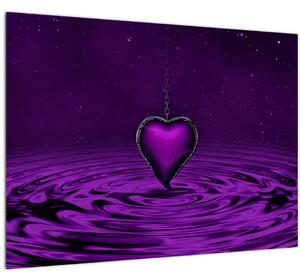Tablou pe sticlă ci inima violetă (70x50 cm)
