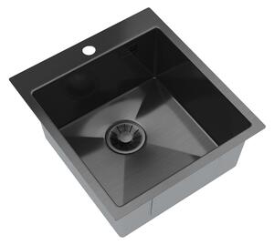Gamma Chiuvetă Gamma, din oțel inoxidabil cu 1 compartiment, 450x500x210 mm, grafit, GMA-S4550-BK