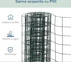 PawHut Plasă Metalică pentru Grădină, Acoperită cu PVC, Rezistentă la Rugina, Verde, 500x91 cm | Aosom Romania